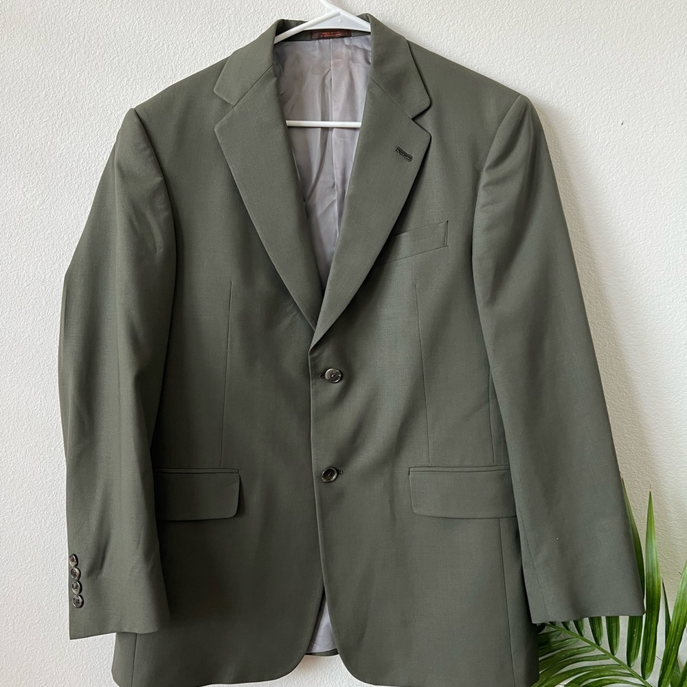Mens Travelor Hart Schaffner Marx Olive Green Blazer ( Size Small)